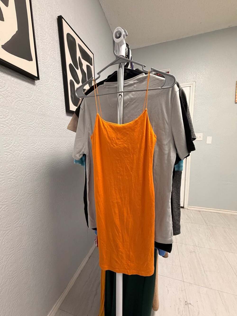 Zara Orange Spaghetti Strap Mini Dress Size L